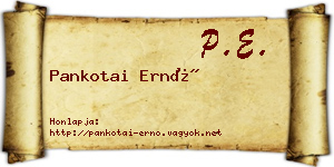 Pankotai Ernő névjegykártya